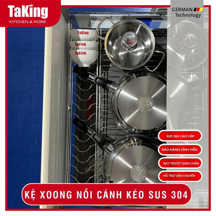 KỆ XOONG NỒI NAN DẸT CÁNH KÉO XN800TK TAKING
